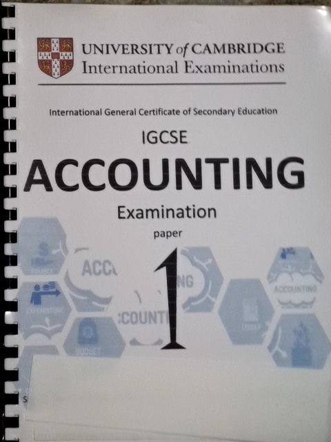 Igcse Accounting examination paper 1